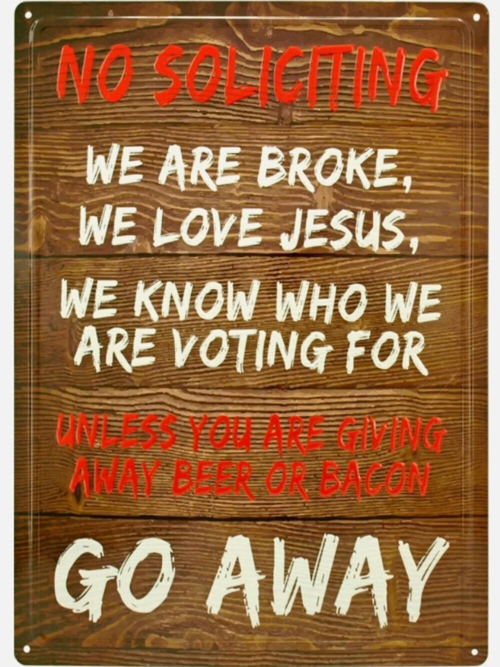 Beer and Bacon, Funny, Sarcastic, Novelty No Soliciting Metal Sign